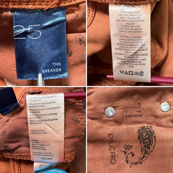 NEW Pilcro The Breaker Pants SIZE 25 Orange High Rise Distressed Jeans NWT - Picture 4 of 12